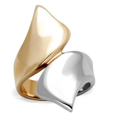 Fashnzfab Two-tone Ip Rose Gold Stainless Steel Ring With No Stone In Multi