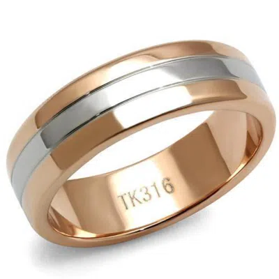 Fashnzfab Two-tone Ip Rose Gold Stainless Steel Ring With No Stone In Multi