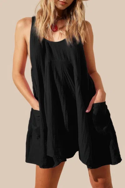 Fashnzfab U Neck Backless Sleeveless Mini Pocket Dress