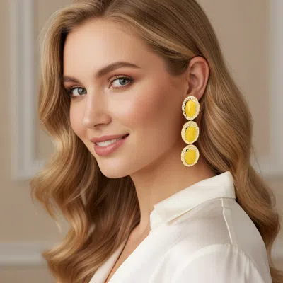 Fashnzfab U Shaped Hardware Ring Dangle Earrings In Yellow