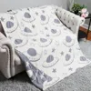 Fashnzfab Ufo Spaceship Patterned Reversible Throw Blanket In White