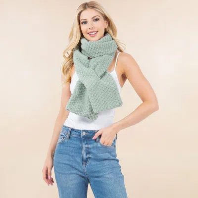 Fashnzfab Ultra Soft Faux Fur Sherpa Scarf In Green