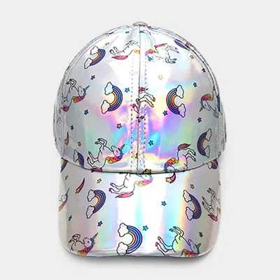Fashnzfab Unicorn Print Hologram Baseball Cap In Multi