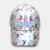 Fashnzfab Unicorn Print Hologram Baseball Cap In Silver