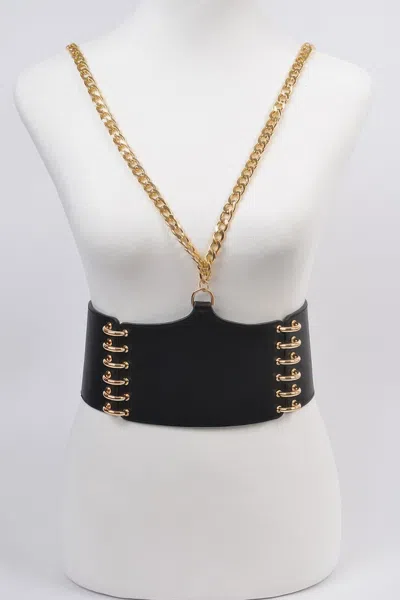 Fashnzfab Unique Faux Leather Belt In Gold