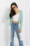 Fashnzfab Until You Came Color Block Duster Cardigan In Green