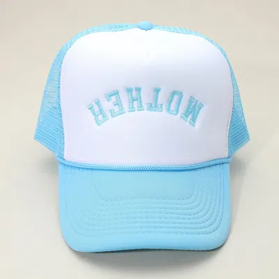Fashnzfab Upside Down Mother Embroidered Mesh Back Trucker Hat In Blue
