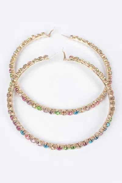 Fashnzfab Upside Down Multi Rhinestone Hoop Earring