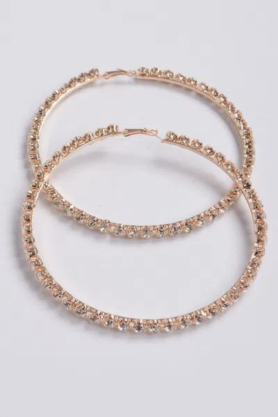 Fashnzfab Upside Down Multi Rhinestone Hoop Earring In Purple