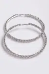 Fashnzfab Upside Down Multi Rhinestone Hoop Earring In Silver