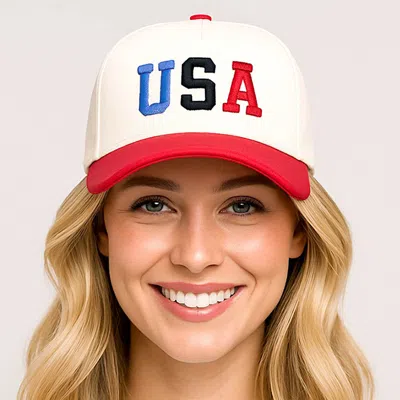 Fashnzfab Usa Embroidered Solid Baseball Cap In Red