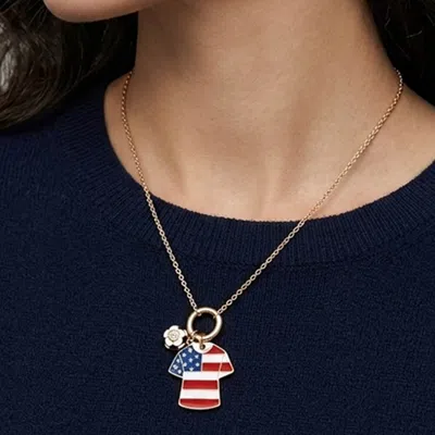 Fashnzfab Usa Soccer Ball Jersey Charm Toggle Pendant Necklace In Multi