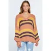 Shop Fashnzfab V-neck Cozy Thick Knit Stripe Pullover Sweater In Multi