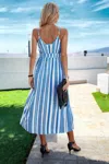 Fashnzfab V Neck Geo Print Split Thigh Sleeveless Cami Dress