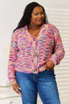 Fashnzfab V-neck Long Sleeve Cardigan In Multi