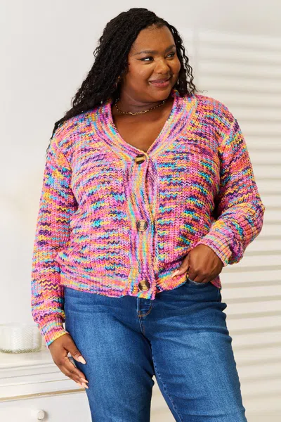 Fashnzfab V-neck Long Sleeve Cardigan In Multi