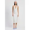 Fashnzfab V Neck Maxi Dress With Neck Tie