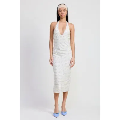 Fashnzfab V Neck Maxi Dress With Neck Tie