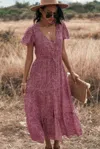 Fashnzfab V Neck Polka Dot Short Sleeve Dress