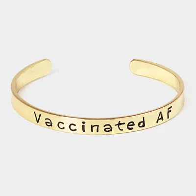 Fashnzfab Vaccinated Af Gold Dipped Message Bracelet Gold