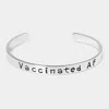 Fashnzfab Vaccinated Af White Gold Dipped Message Bracelet Rhodium In Multi