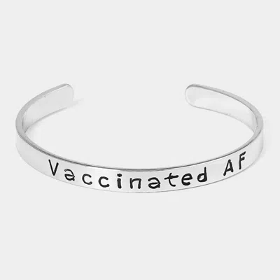Fashnzfab Vaccinated Af White Gold Dipped Message Bracelet Rhodium In Multi