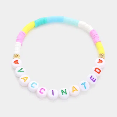Fashnzfab Vaccinated Heishi Beaded Message Stretch Bracelet Multi