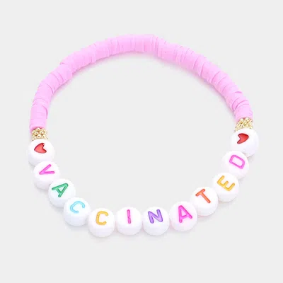 Fashnzfab Vaccinated Heishi Beaded Message Stretch Bracelet In Pink