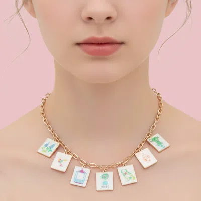 Fashnzfab Various Frame Charm Station Necklace In Multi