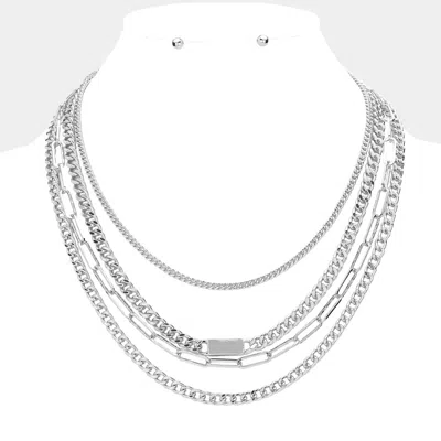 Fashnzfab Various Metal Chain Layered Necklace In Metallic