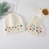 Fashnzfab Various Shaped Stone Cluster Embellished Knit Beanie Hat Gloves Set In Multi