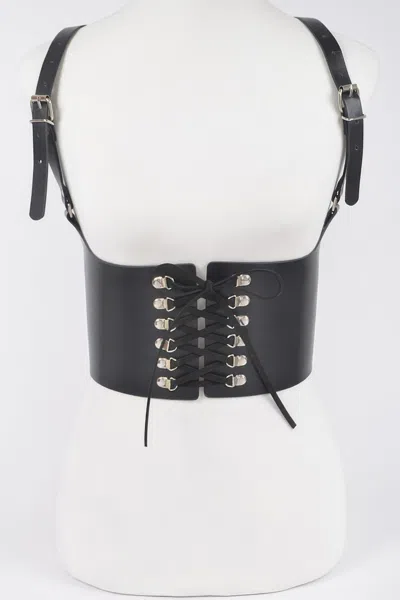 Fashnzfab Vegan Leather Corset Harness Belt In Green