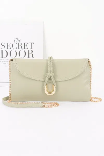 Fashnzfab Vegan Leather Envelope Clutch Bag In Green