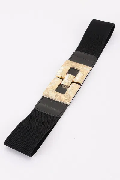 Fashnzfab Vegan Leather Metal Buckle Elastic Plus Size Belt In Black