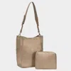 Fashnzfab Vegan Leather Shoulder And Pouch Bag In Green