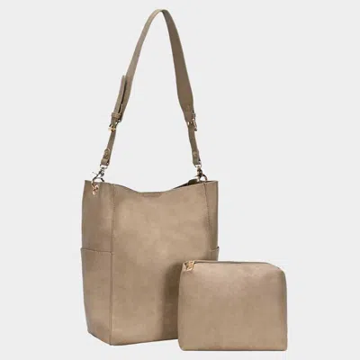 Fashnzfab Vegan Leather Shoulder And Pouch Bag In Green