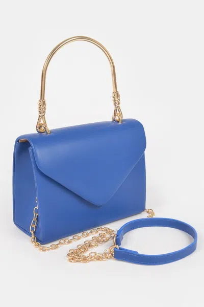 Fashnzfab Vegan Metal Handle Bag In Blue