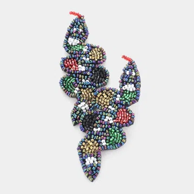 Fashnzfab Velvet Back Multi Beaded Snake Earrings