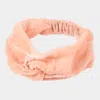 Fashnzfab Velvet Burnout Knot Elastic Headband In Pink