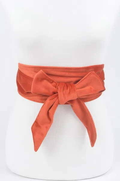 Fashnzfab Velvet Kimono Belt In Orange