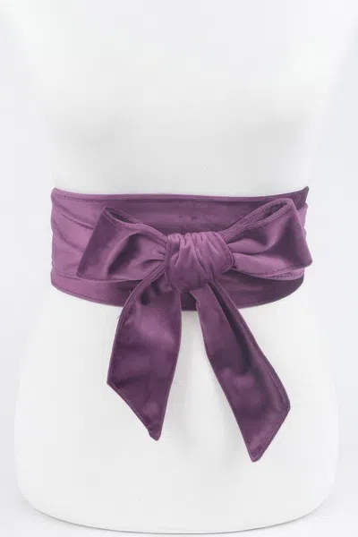 Fashnzfab Velvet Kimono Belt In Purple