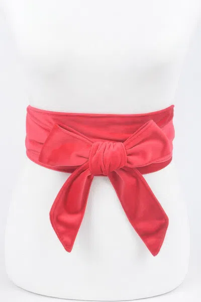 Fashnzfab Velvet Kimono Belt In Red