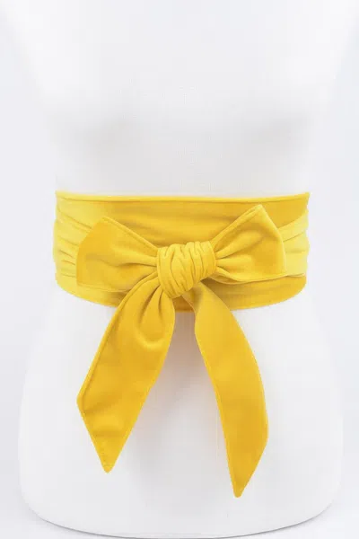 Fashnzfab Velvet Kimono Belt In Yellow