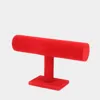Fashnzfab Velvet T-bar Jewelry Display Stand In Red
