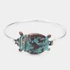 Fashnzfab Verdigris Metal Ladybug Bangle Bracelet Patina Verdigris In Multi