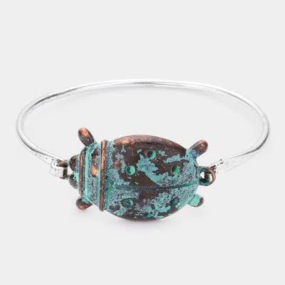Fashnzfab Verdigris Metal Ladybug Bangle Bracelet Patina Verdigris In Multi