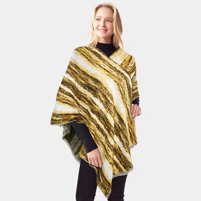 Fashnzfab Vertical Patterned Poncho In Yellow