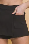 Shop Fashnzfab Vertigo Skorts With Cargo Pockets In Black