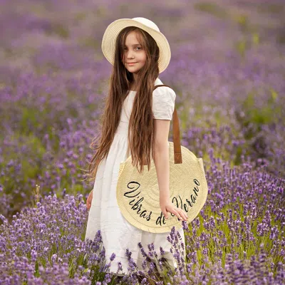 Fashnzfab Vibras De Verano Weaving Round Jute Shoulder Bag In Sand