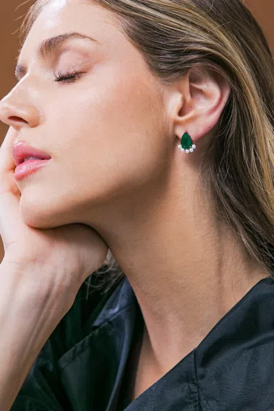 Fashnzfab Victoria Teardrop Earrings In Green